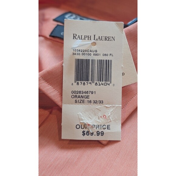 NEW Polo Ralph Lauren Estate Custom Fit LS Shirt Size 16 32/33 Orange Coral NWT - Picture 7 of 11